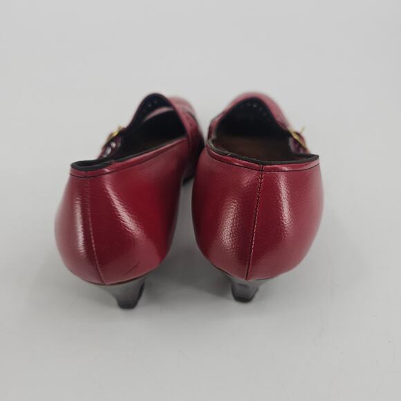 Vintage 1960's Red Brogue Style Wingtip Mary Jane Pump Heels Shoe Women's 8 B AA - Picture 5 of 11